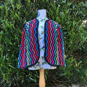 Vintage Rainbow Zigzag Striped Knit Sweater